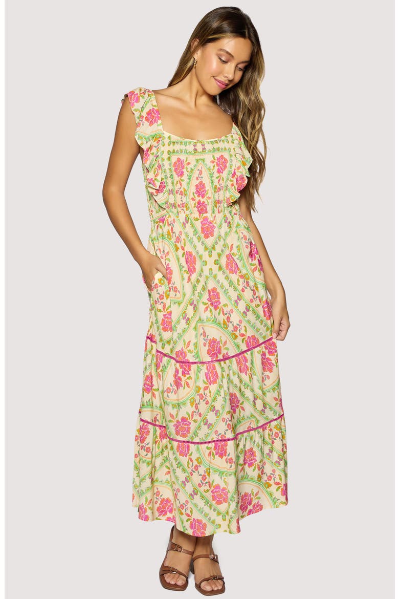 Fiesta Flora Midi Dress, Alternate, color, MULTI-FLORAL