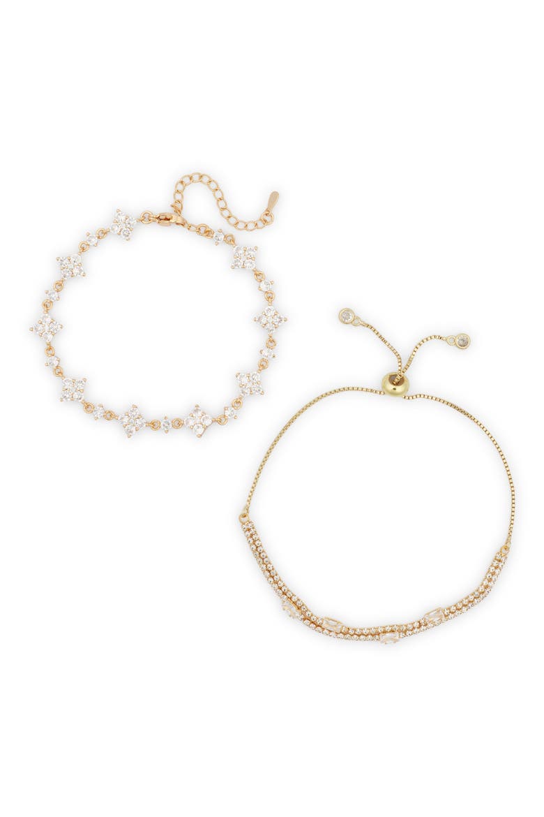 Set of 2 Mila Cubic Zirconia Bracelets, Main, color, GOLD