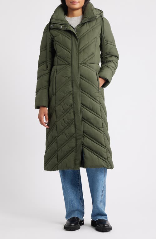 Bernardo Longline Hooded Puffer Jacket In Green