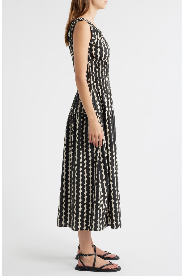 Anastasia Shirred Sleeveless Maxi Dress, Alternate, color, PAINTED NOIR