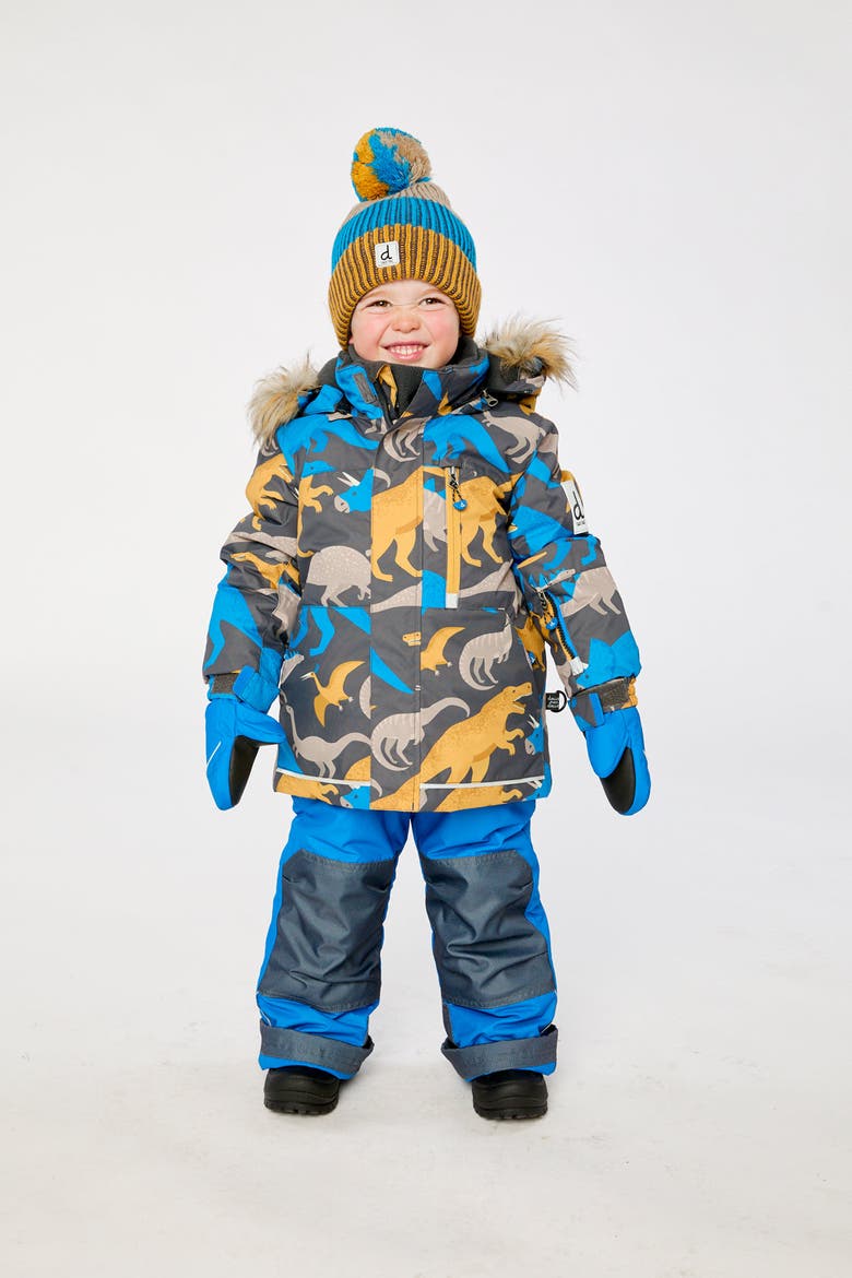 Play Cordura Reinforced Expandable Two Piece Snowsuit, Alternate, color, Grey and Blue Dinosaur Print