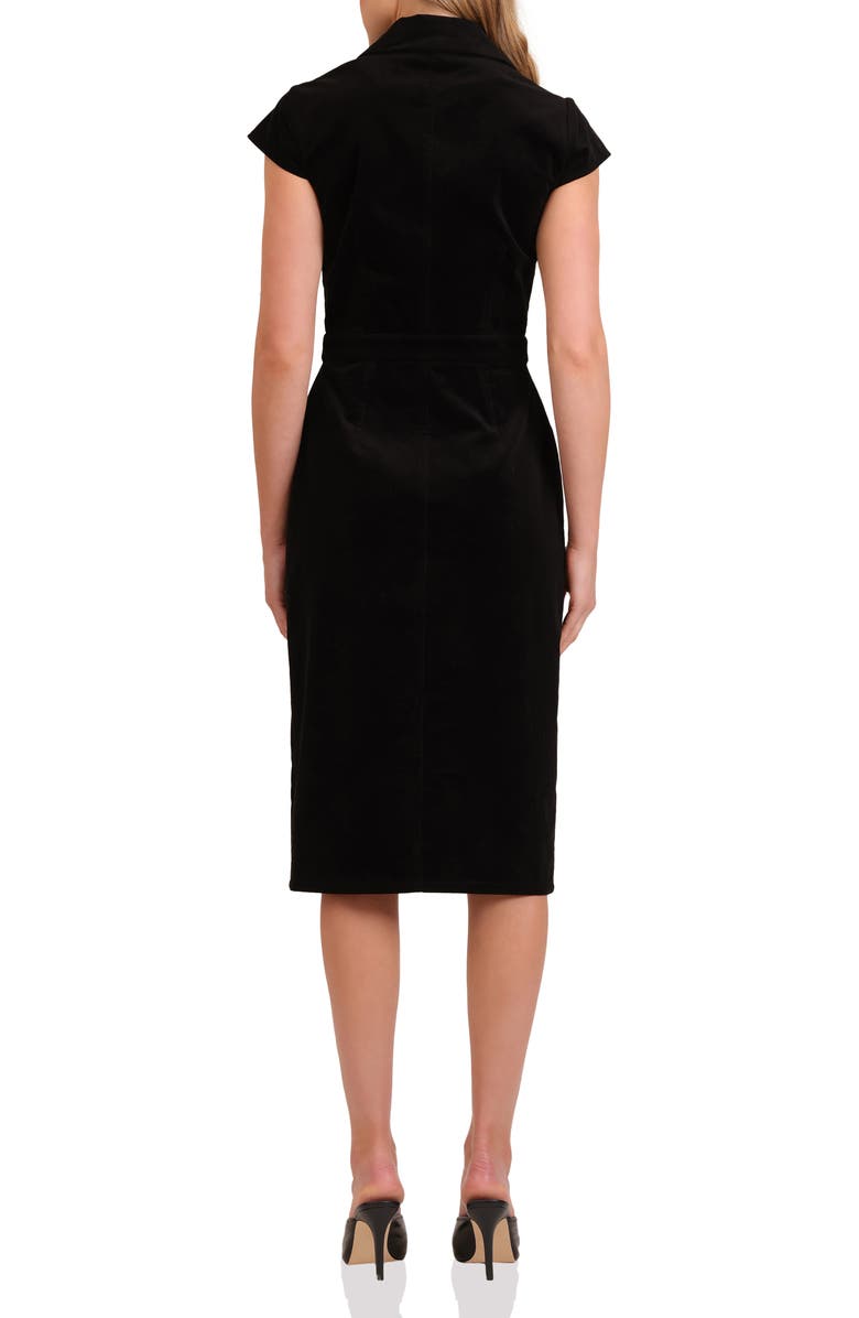 Avec Les Filles Short Sleeve Corduroy Dress, Alternate, color, Black