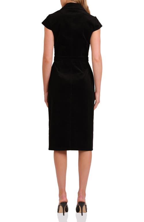 Avec Les Filles Short Sleeve Corduroy Dress In Black