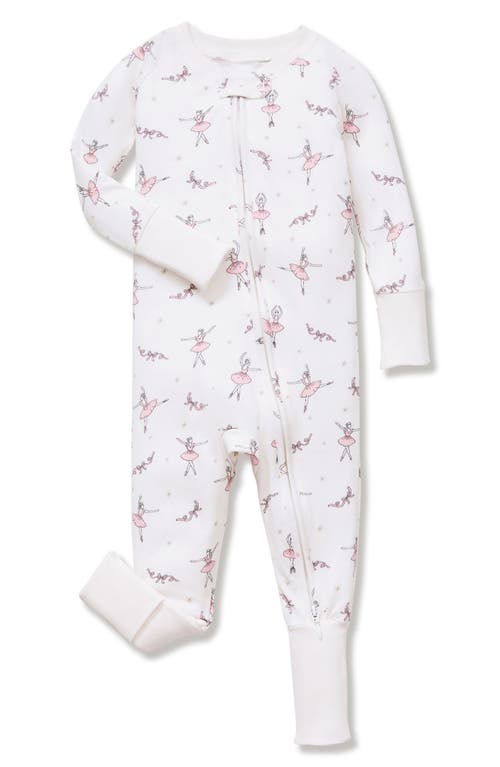 Petite Plume Sugar Plum Fairy Stretch Pima Cotton Blend Convertible One-piece Pajamas In White