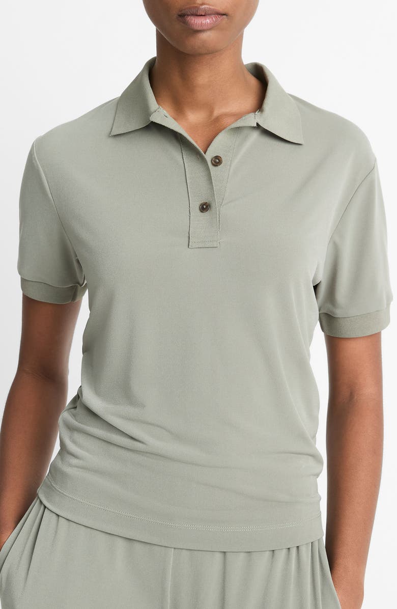 Vince Short Sleeve Polo Shirt, Alternate, color, Smoky Moss