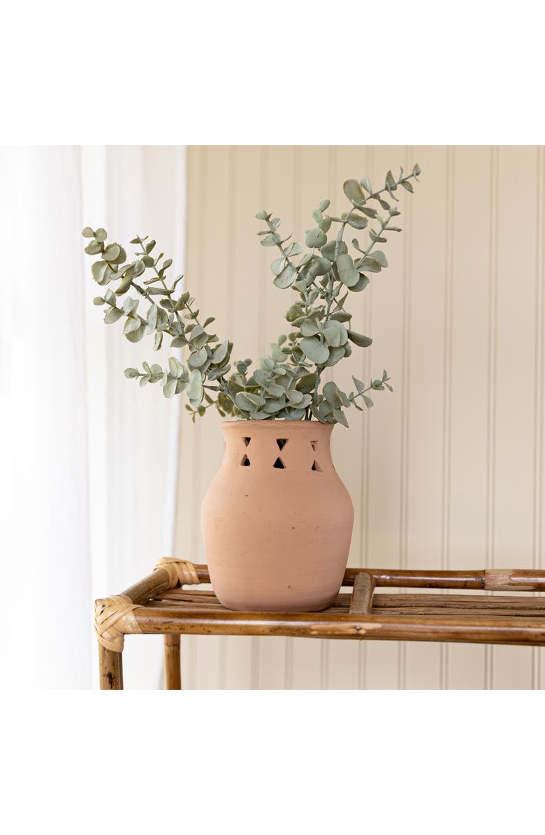 Foreside Home and Garden Southwest Cutout Vase Terracotta, Alternate, color, Orange