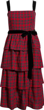 SUGARLIPS Arvada Plaid Mari Smocked Tiered Maxi Dress