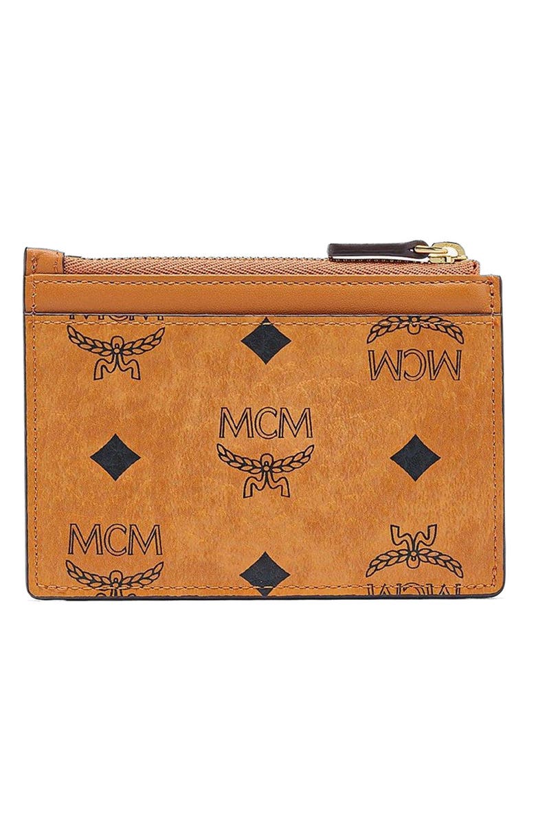 MCM Tracy Zip Card Case in Visetos, Alternate, color, 