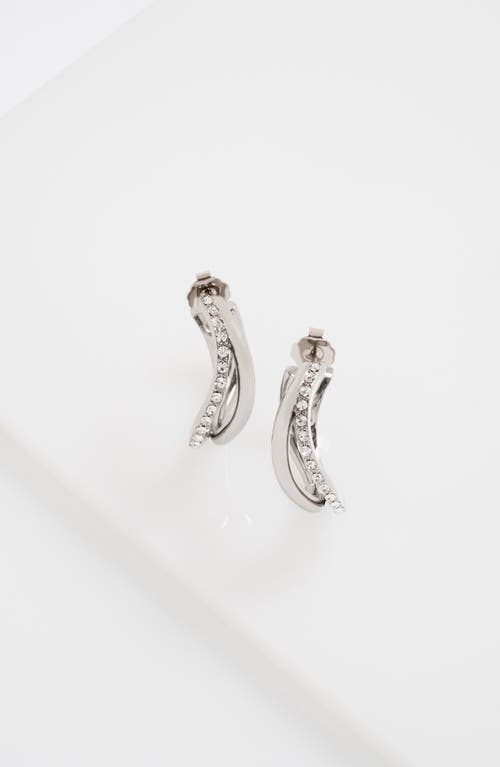Ted Baker Large Wayva Pavé Crystal Hoop Earrings In Metallic