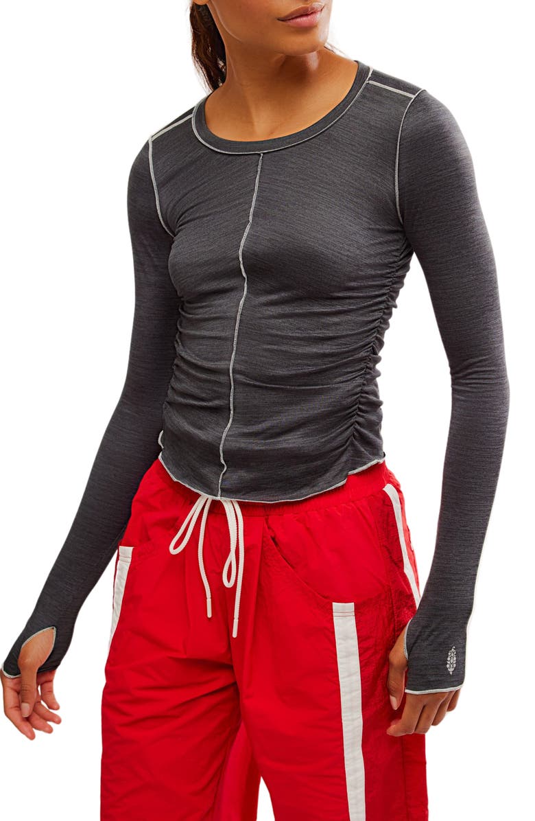 Free People FP Movement Right On Run Long Sleeve Top, Main, color, Black