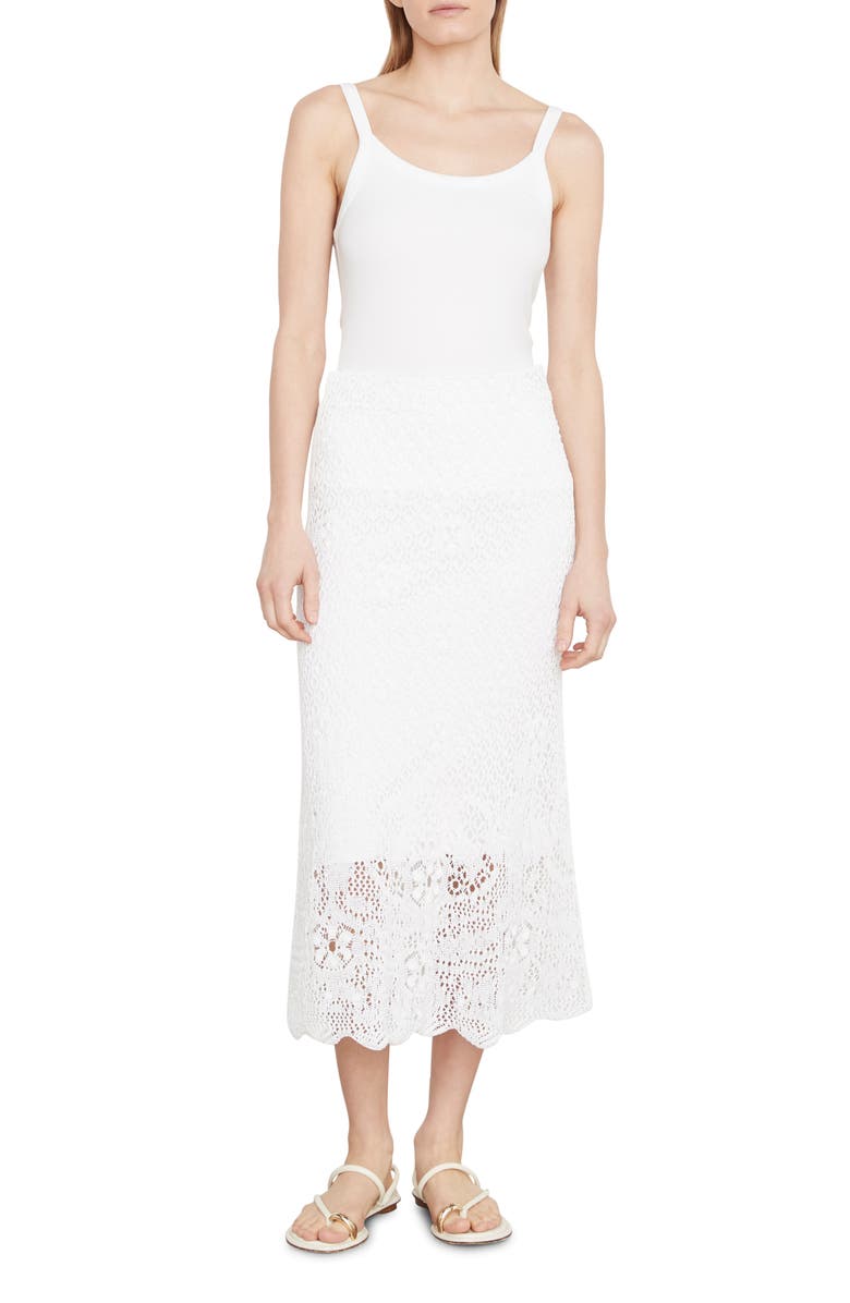 Vince Floral Lace Maxi Skirt, Main, color, Optic White