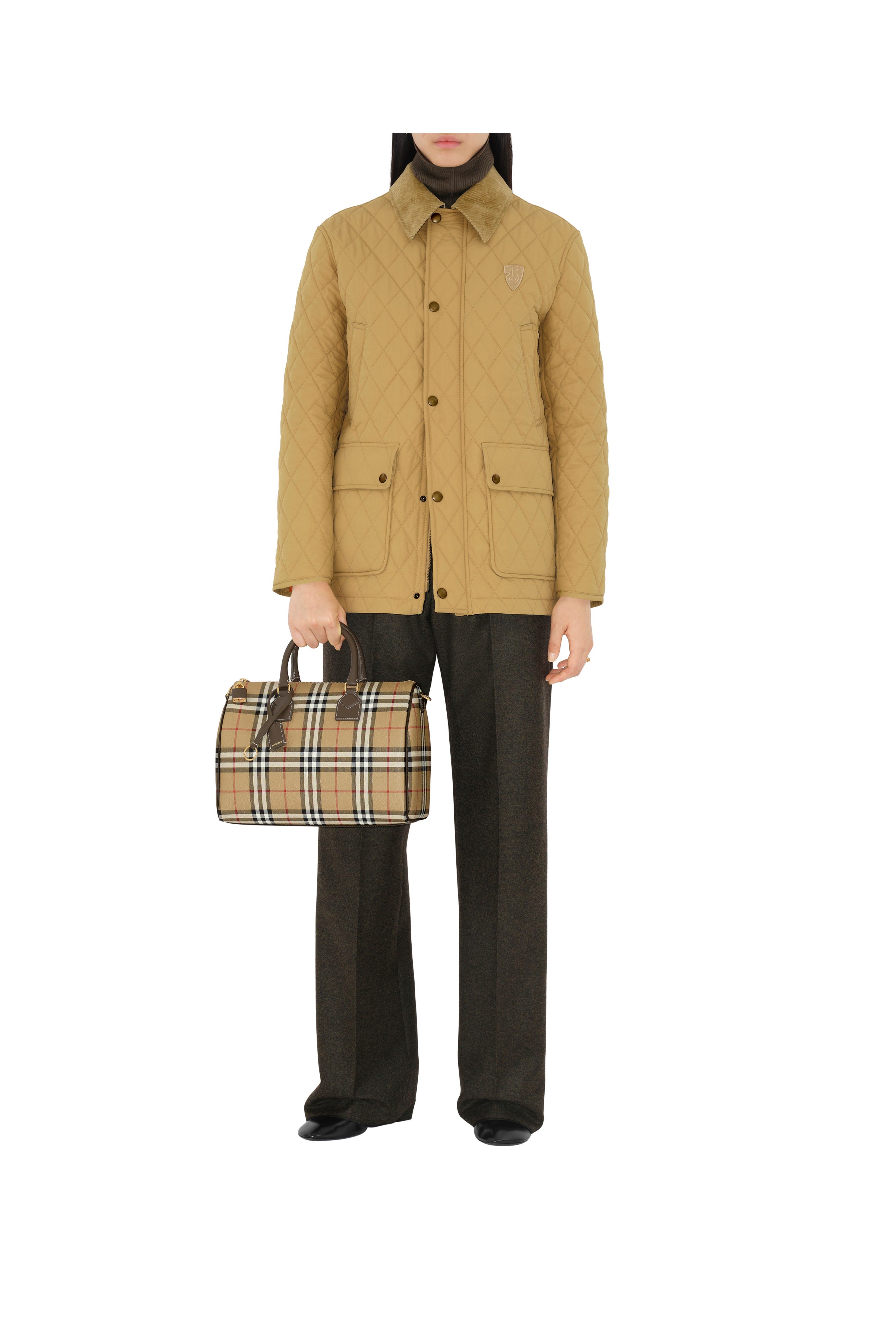 Burberry Medium Check Bowling Bag, Alternate, color, 