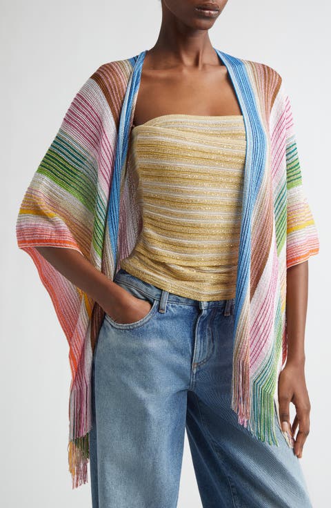Stripe Fringe Trim Cape