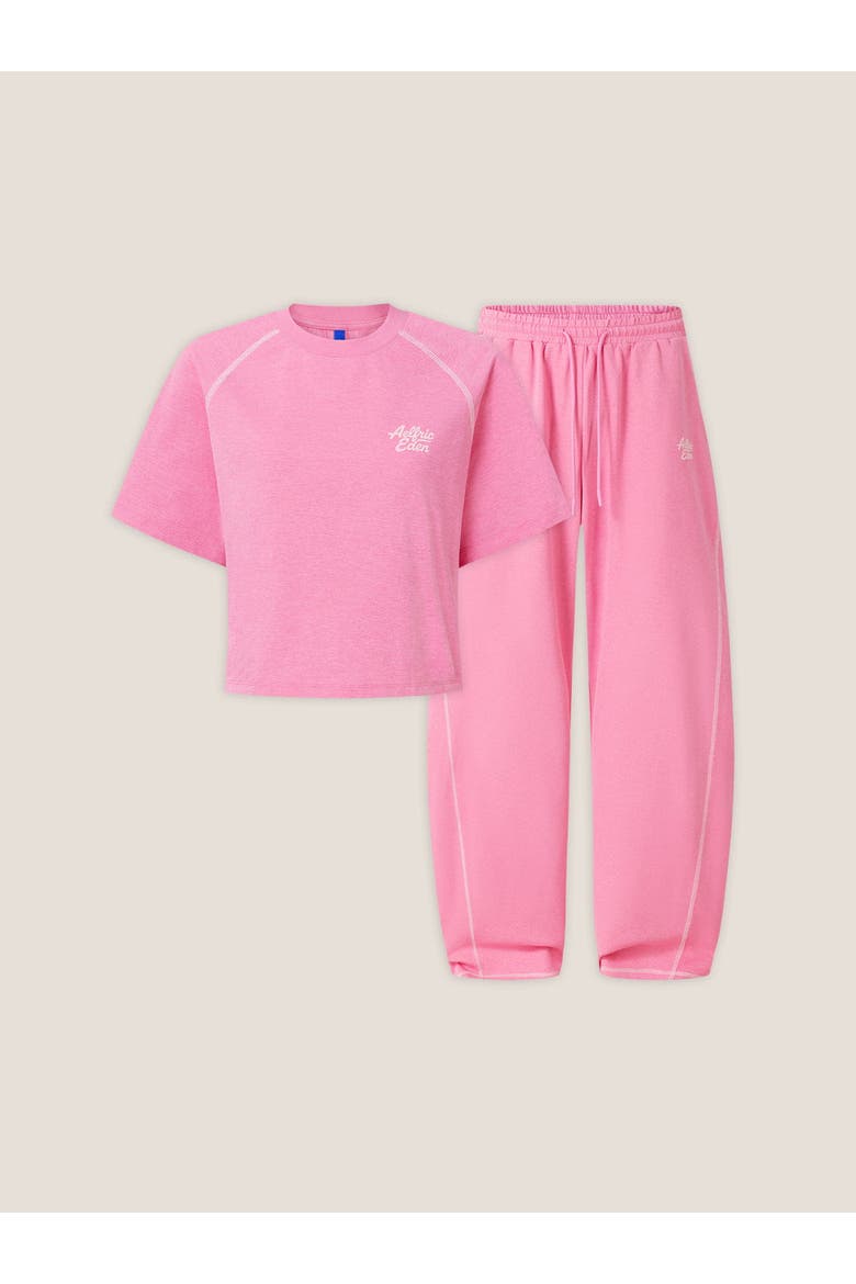 Cloud Cropped Sweat Set, Alternate, color, Bubblegum Pink
