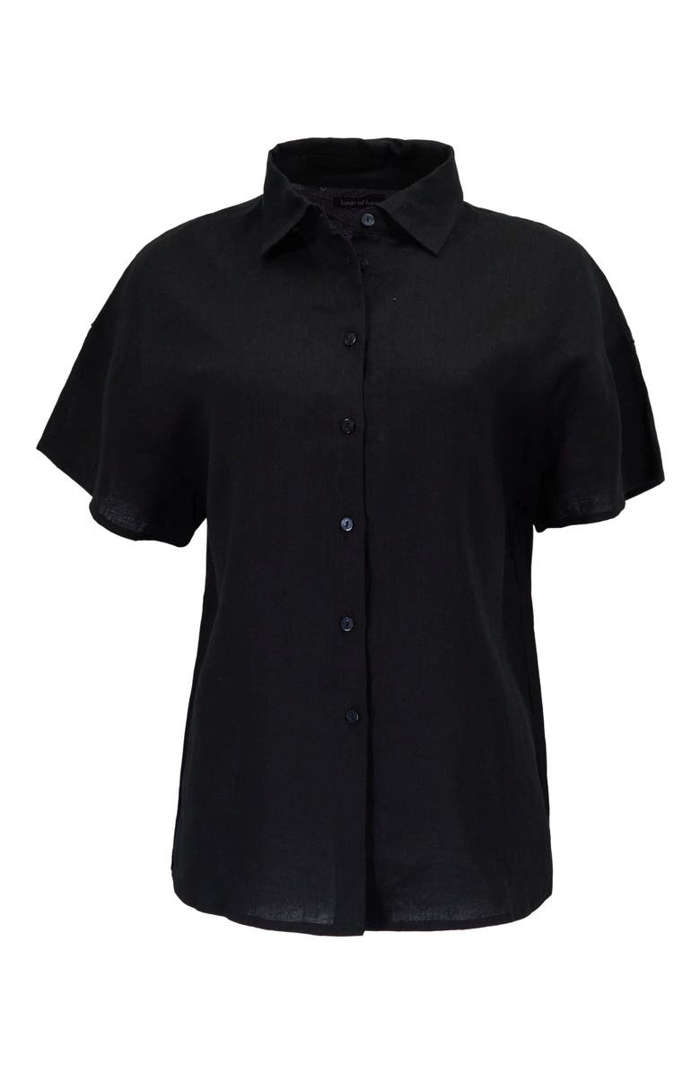Lords of Harlech Womens Short Sleeve Linen Shirt, Alternate, color, Black