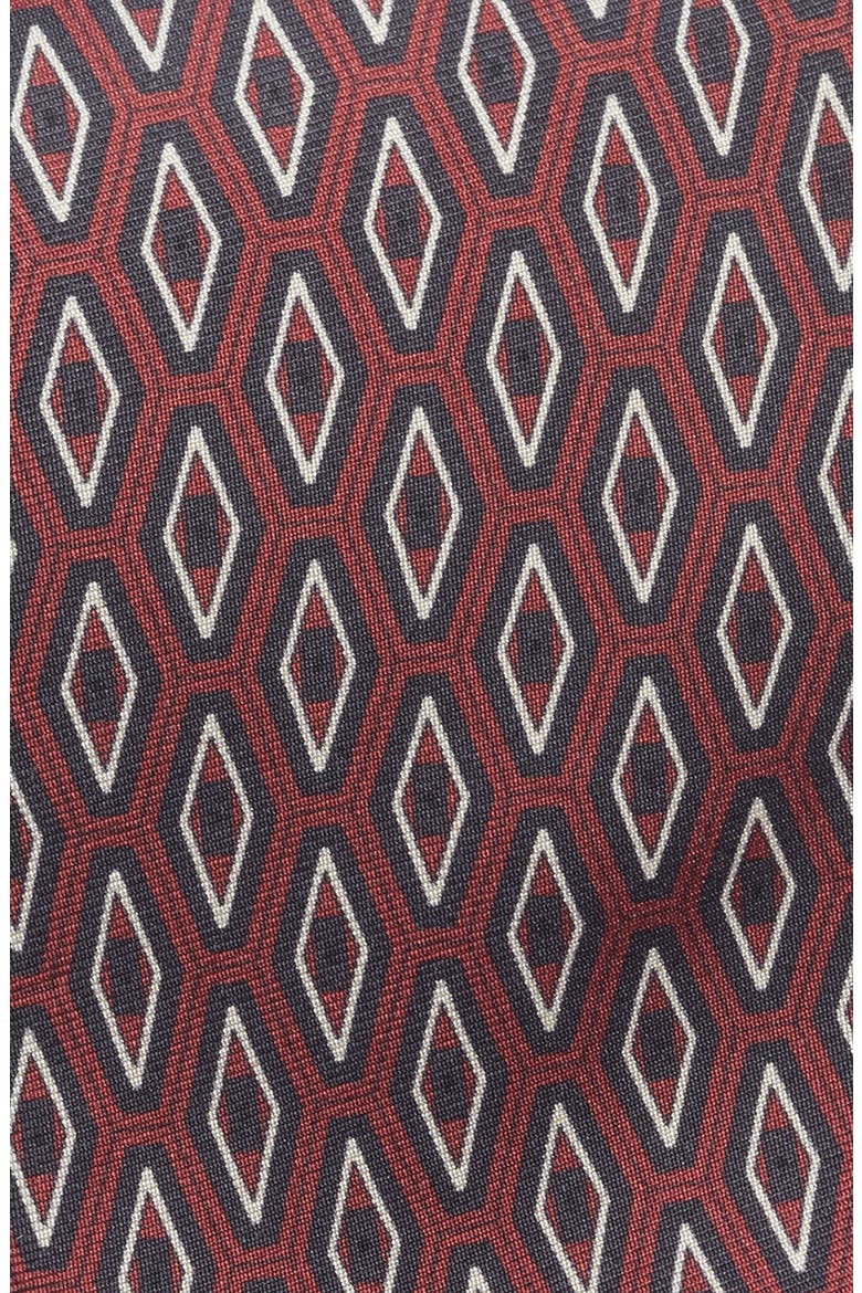 Washington Geometric Print Silk Tie, Alternate, color, BURGUNDY