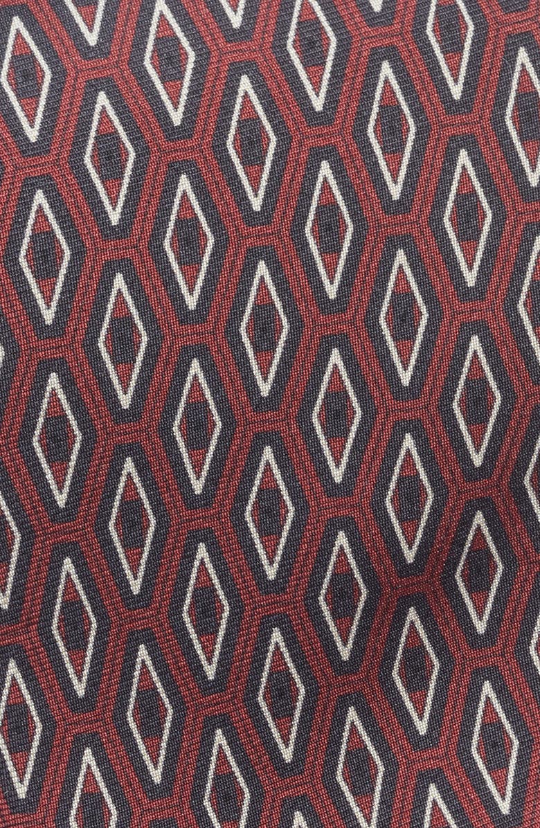 Jack Victor Washington Geometric Print Silk Tie, Alternate, color, Burgundy