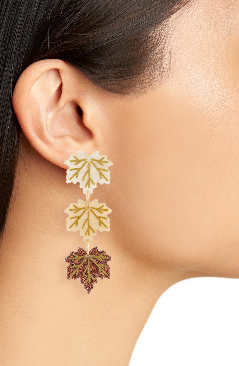 Leith Leaf Drop Earrings, Alternate, color, Tan Multi- Gold