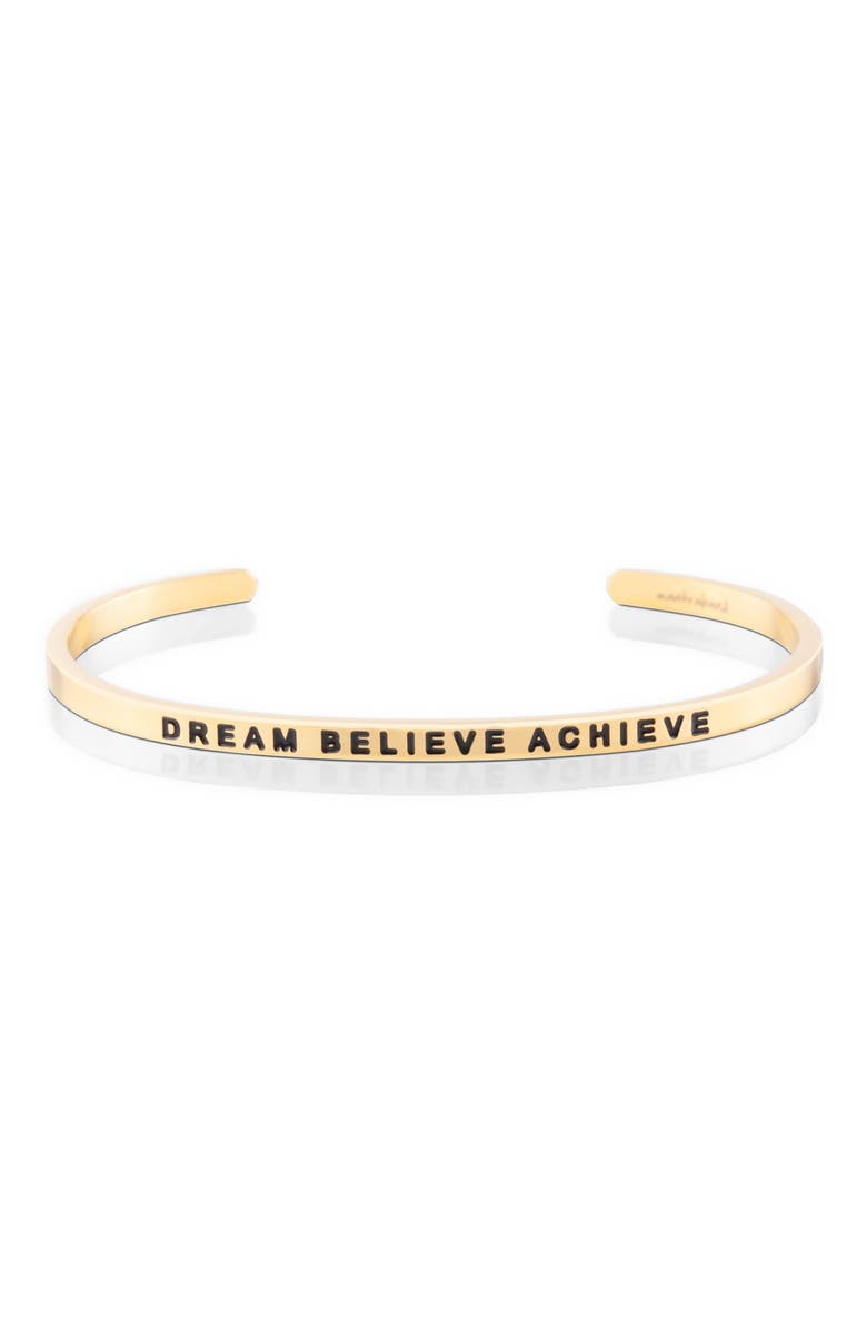 Mantra Dream Believe Achieve bracelet, Main, color, Yellow Gold