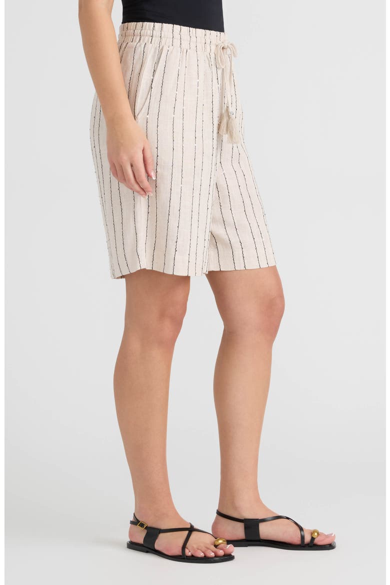 Sequin Bermuda Shorts, Alternate, color, NATURAL/ BLACK STRIPE