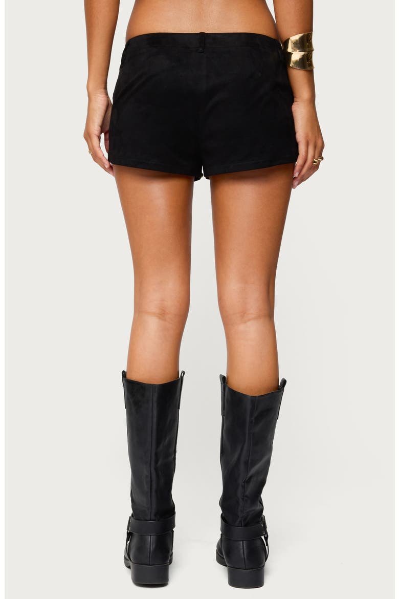 Belted Studded Faux Suede Microshorts, Alternate, color, BLACK