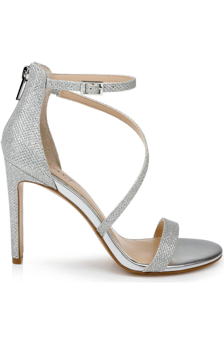 Jewel Badgley Mischka Diana Strappy Sandal, Alternate, color, Silver Fabric