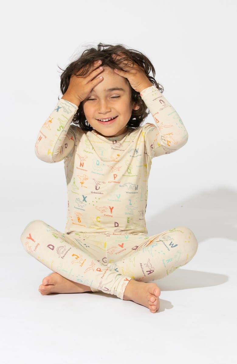 Bellabu Bear Kids' Dino ABCs Fitted Two-Piece Pajamas, Alternate, color, 