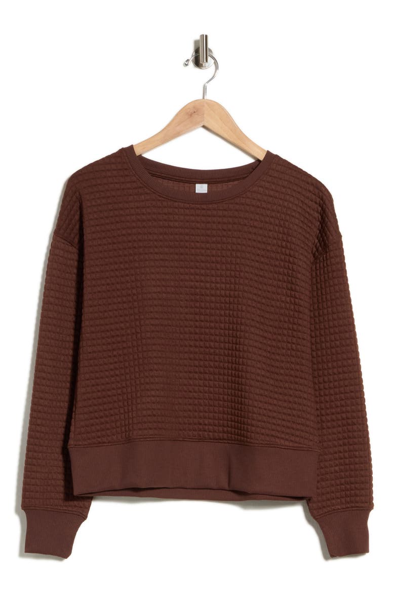 Nancy Quilted Pullover Sweatshirt, Alternate, color, SHAVED CHOCOLATE