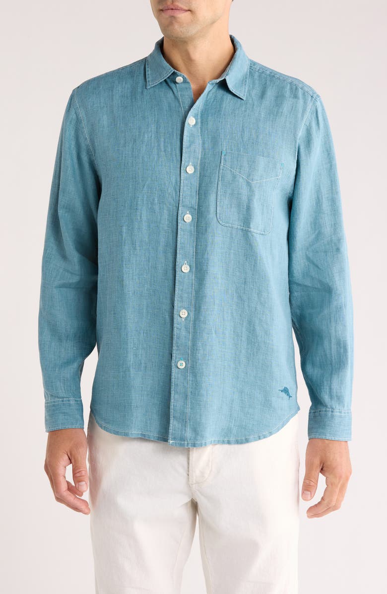 Tommy Bahama Sea Glass Breezer Original Fit Linen Shirt, Main, color, Belle Blue