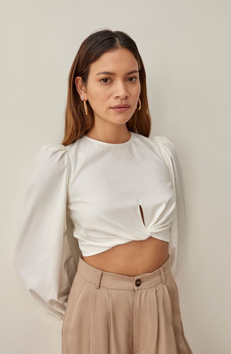 Reformation Derek Long Sleeve Crop Top, Alternate, color,