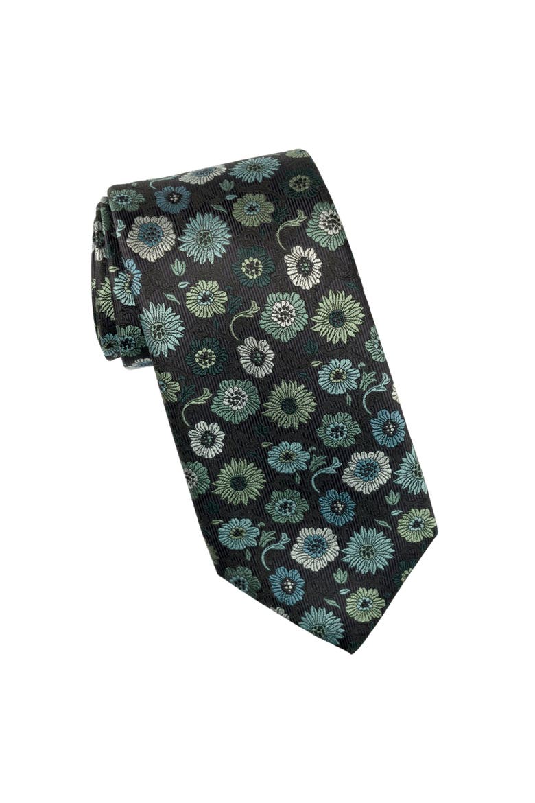 Pergola - Silk Jacquard Tie for Men, Alternate, color, Aqua & Black
