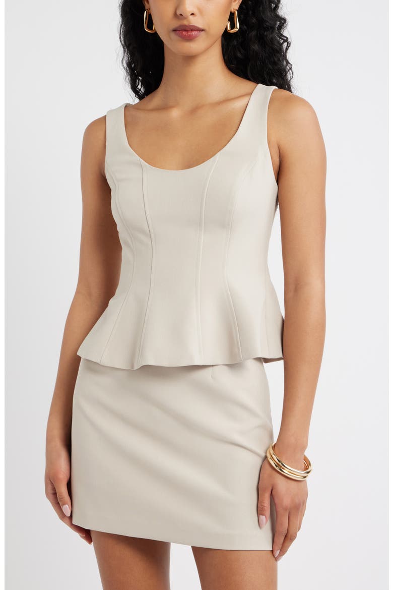 Icon Twill Peplum Top, Main, color, GREY FEATHER