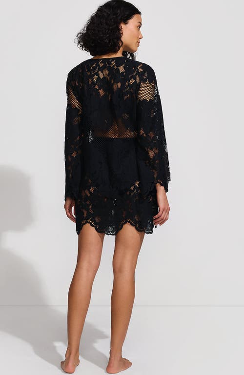 LANDS' END LANDS' END LONG SLEEVE LACE MINI SWIM COVER-UP DRESS