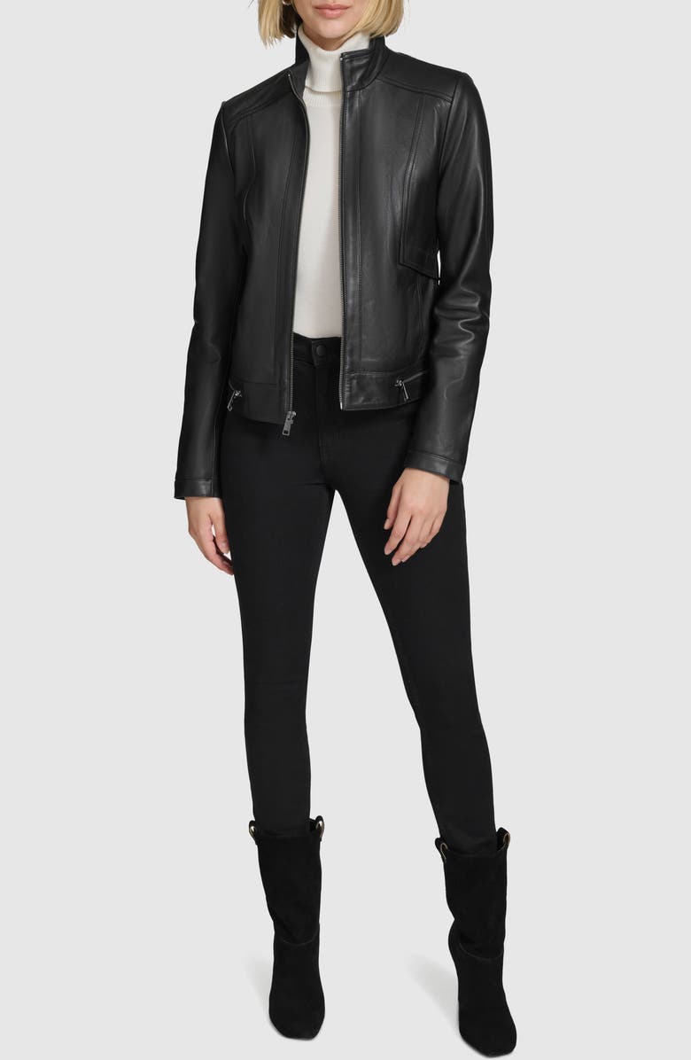 Andrew Marc Rowan Leather Racer Jacket, Alternate, color, Black
