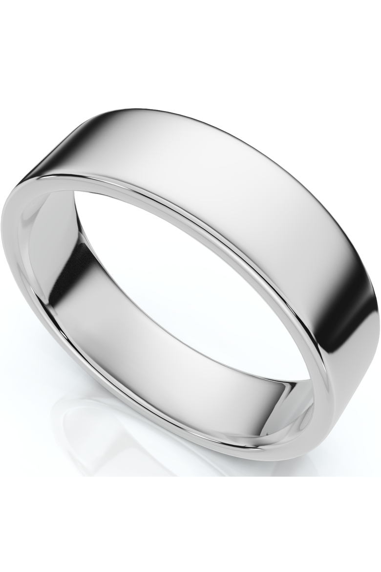 6mm Flat High Polished Wedding Band 14K Gold, Main, color, 14k White Gold