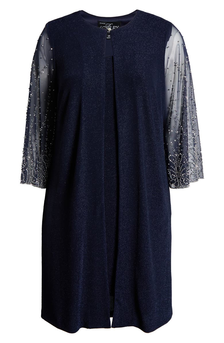 Alex Evenings Metallic Knit Cocktail Dress with Jacket, Alternate, color, Dark Navy