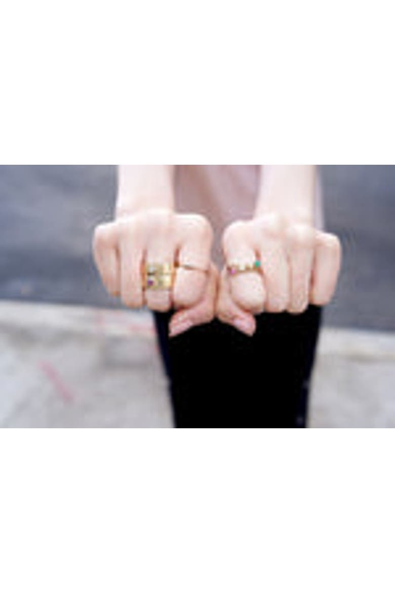 "Claw" 14K Gold  3 Prong Stackable Ring, Alternate, color, Turquoise