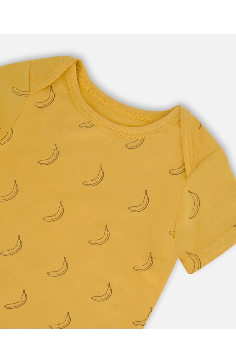 Deux par Deux Baby Boy's Organic Cotton Bodysuit Printed Yellow Bananas, Alternate, color, Yellow Bananas