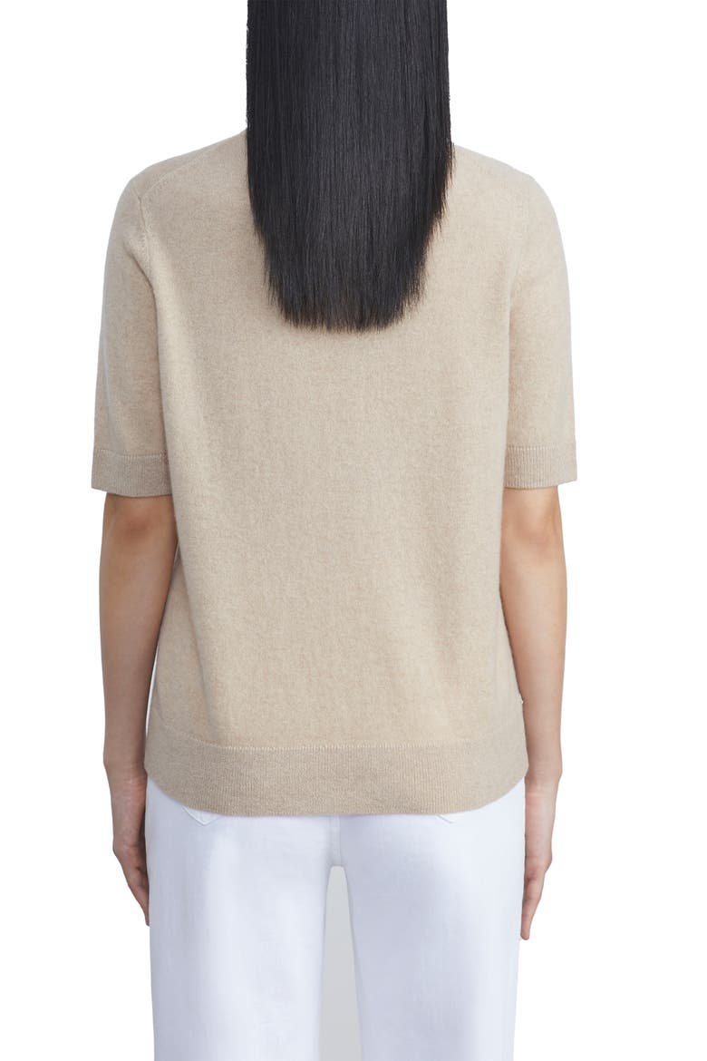 Metallic Short Sleeve Cashmere Sweater, Alternate, color, DUNE MELANGE