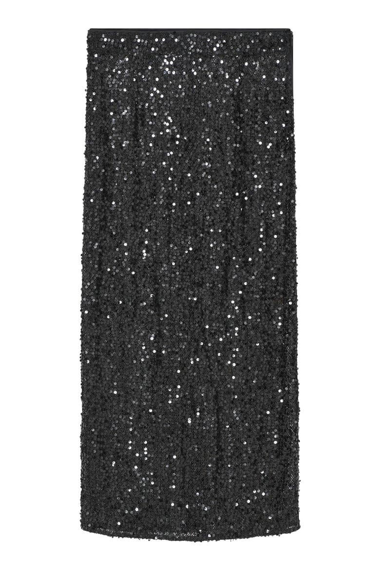 Tulli Shimmering Sequin Midi Skirt, Alternate, color, Black