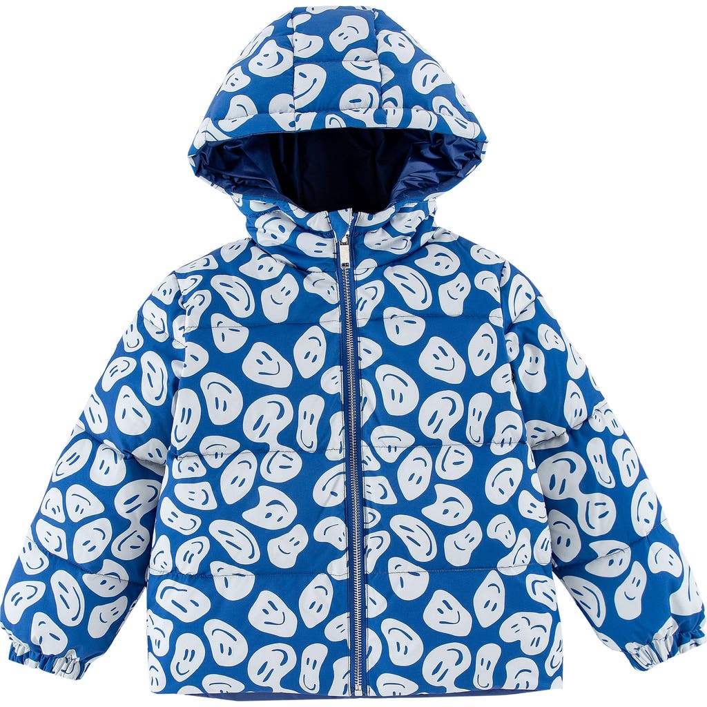 Calonie Kids' Alex Reversible Down Hooded Puffer Jacket In Blue