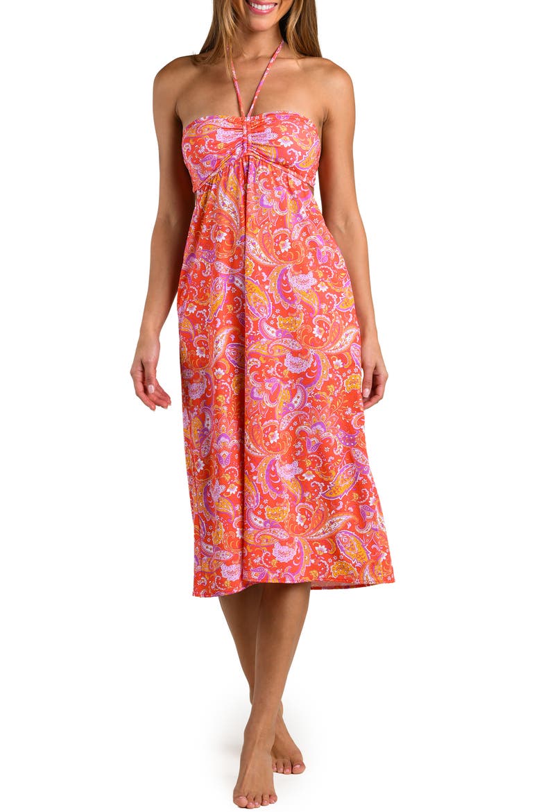 Paisely Daze Halter Midi Dress, Main, color, ORANGE MULTI
