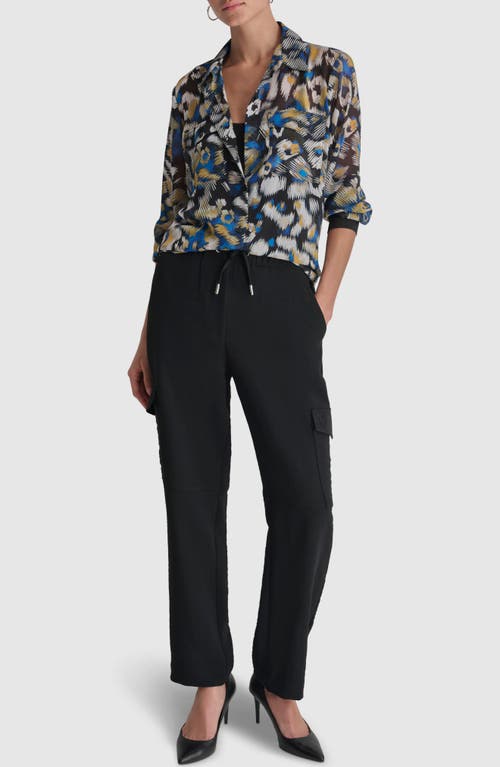 DKNY DKNY FLORAL PRINT LONG SLEEVE CHIFFON SHIRT