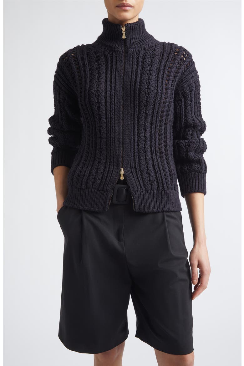Wool Zip Cardigan, Main, color, 177 AMETHYST