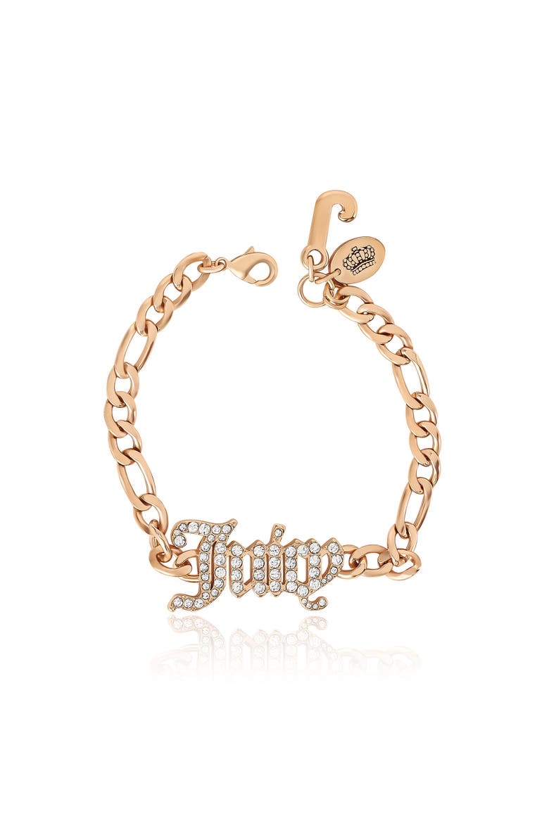 Crystal Script Logo Chain Bracelet, Alternate, color, Gold