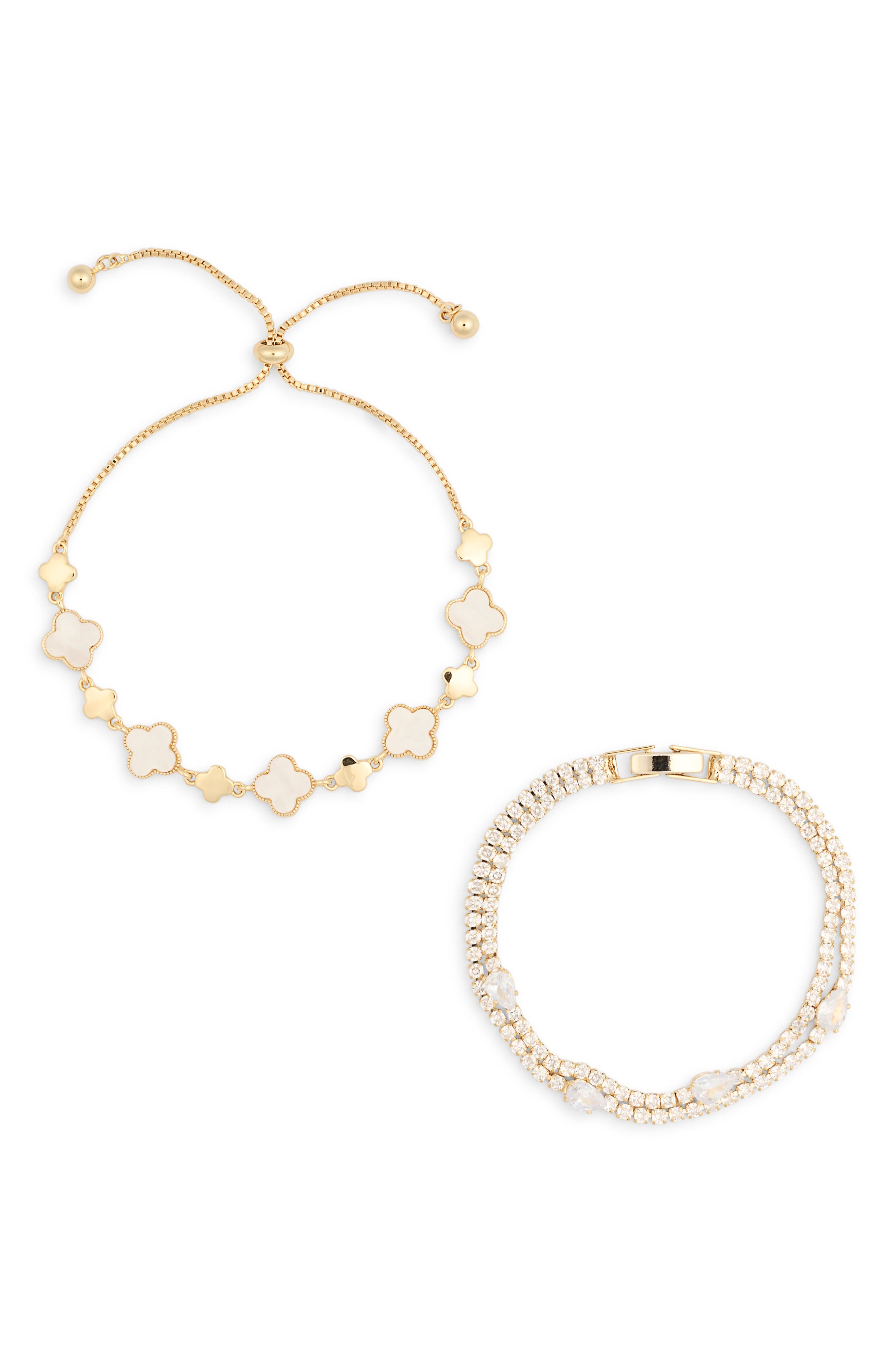 EYE CANDY LOS ANGELES Delia 2-Pack Cubic Zirconia & Enamel Slider Bracelets