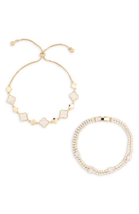 Delia 2-Pack Cubic Zirconia & Enamel Slider Bracelets