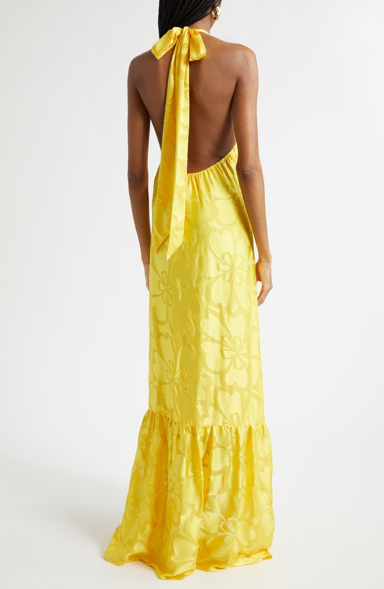 Ramy Brook Zelda Floral Halter Jacquard Gown, Alternate, color, 