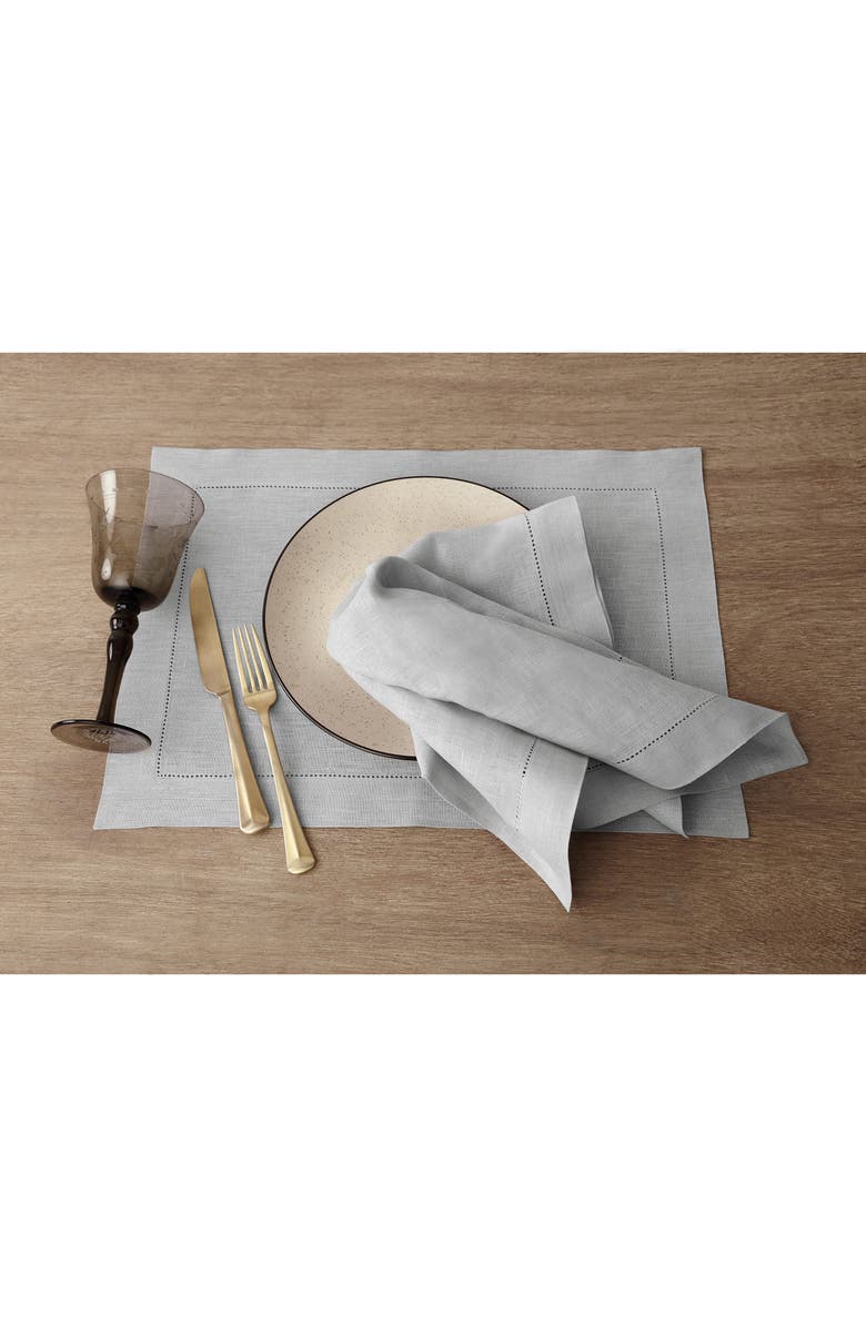 Solino Home Linen Placemats - Classic Hemstitch - Set of 6, 14" x 19" Inch, Alternate, color, Soft Grey