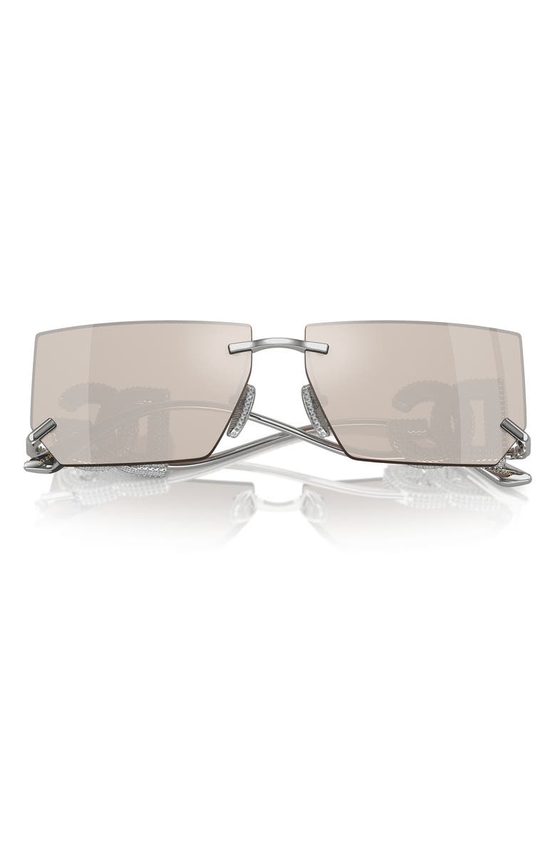 Dolce&Gabbana 60mm Rectangular Sunglasses, Alternate, color, Silver / Clear Mirror Platinum